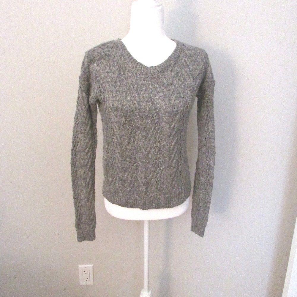 Aeropostale By NY Gray Open Cable Sweater